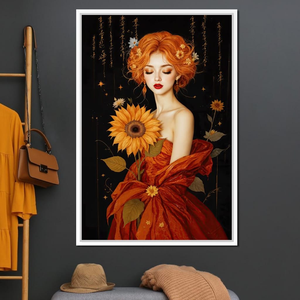 Lady Sunflower Canvas Wall Art