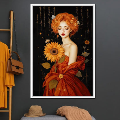 Lady Sunflower Canvas Wall Art