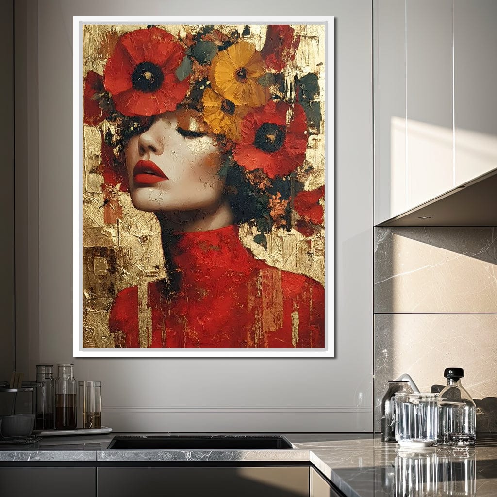Golden Radiant Floral Muse Canvas Wall Art
