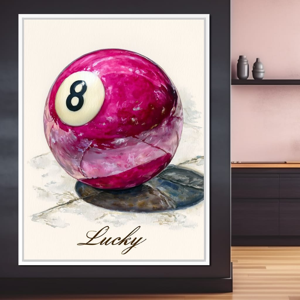 Lucky Eight Billiard Ball Canvas Wall Art