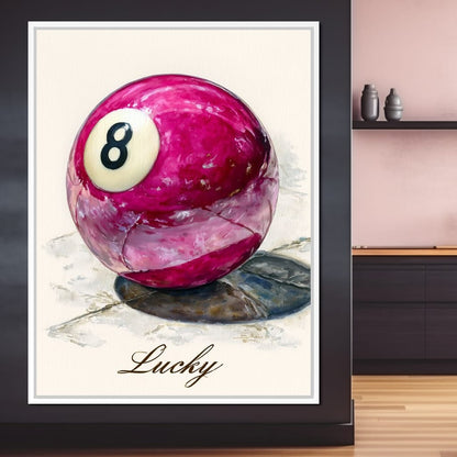 Lucky Eight Billiard Ball Canvas Wall Art
