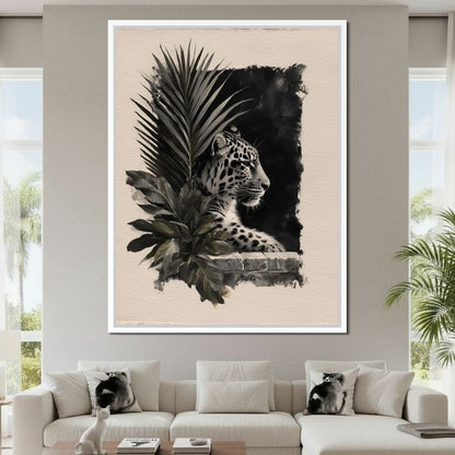 Feline Watch Over Stone Wall Canvas Wall Art