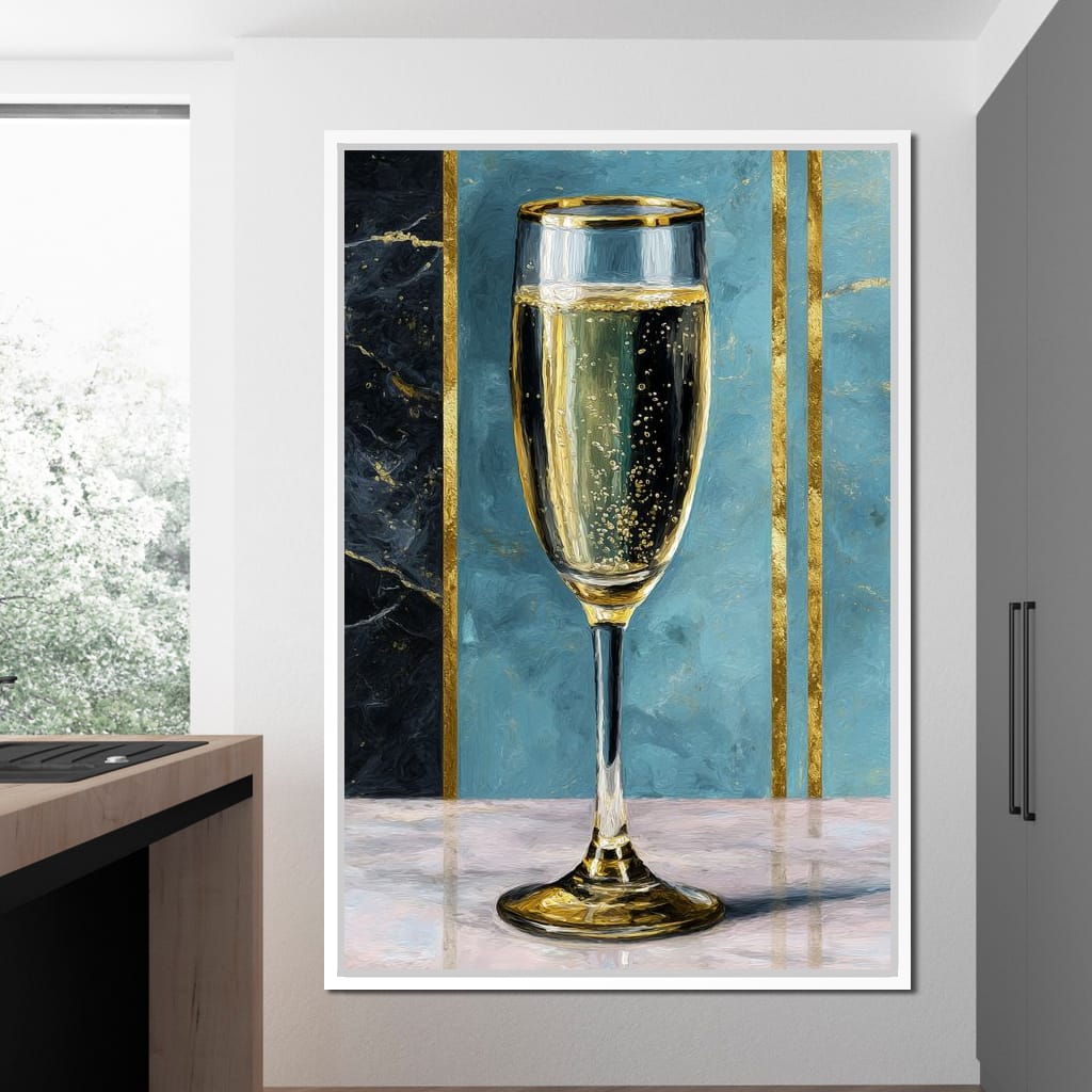Gilded Champagne Elegance Canvas Wall Art