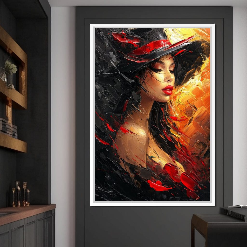 Fiery Elegance in Noir Canvas Wall Art