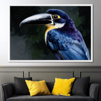 Electric Blue Toucan Portrait Canvas Wall Art