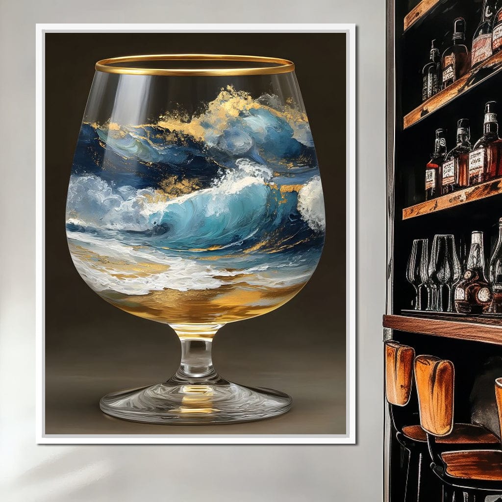 Gilded Ocean Stormglass Scene Canvas Wall Art