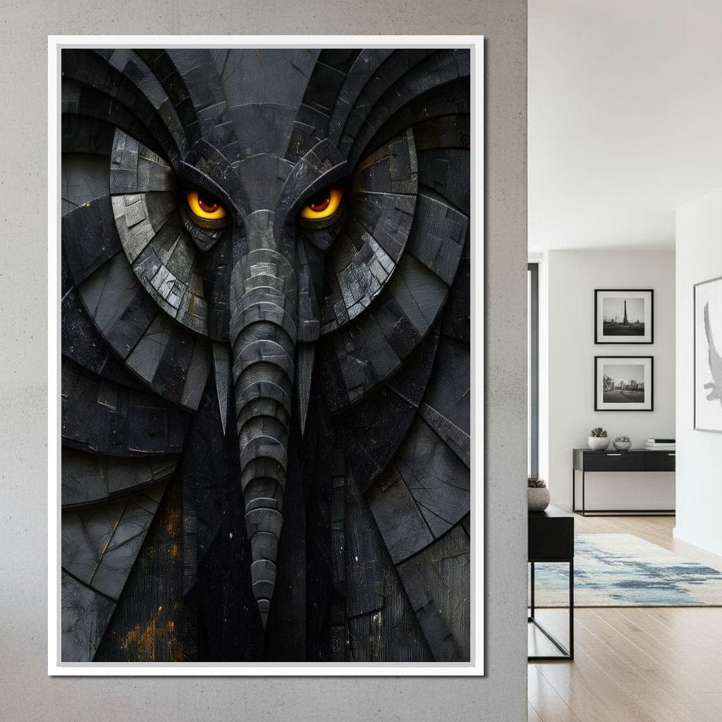 Obsidian Elephant Guardian Canvas Wall Art
