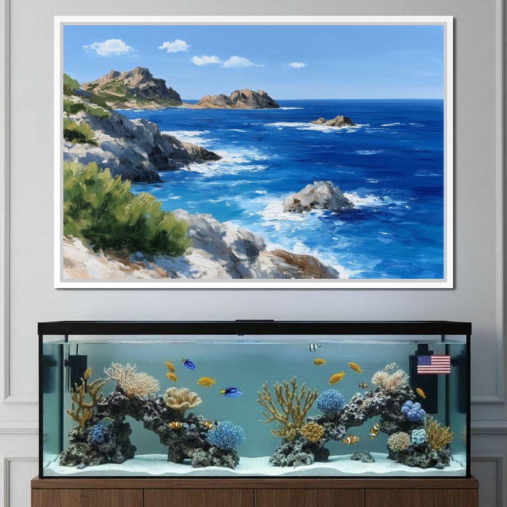 Rocky Coastline Ocean View Oil Painting Canvas Wall Art