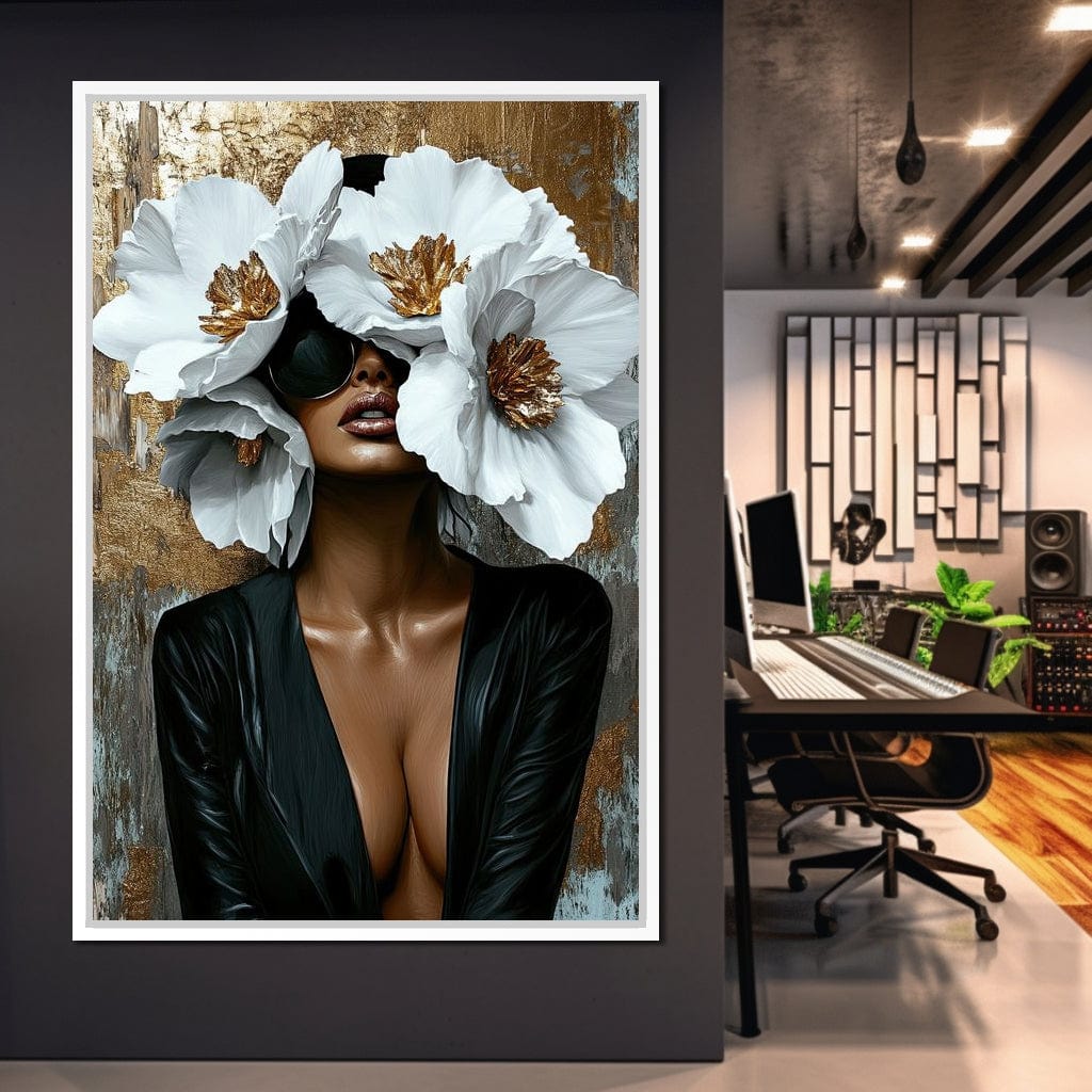 Golden Elegance Floral Expression Canvas Wall Art