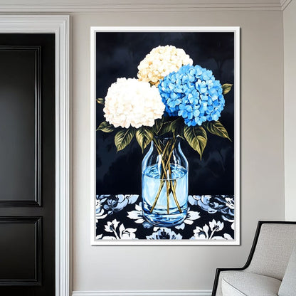 Hydrangea Dream in Glass Vase Canvas Wall Art