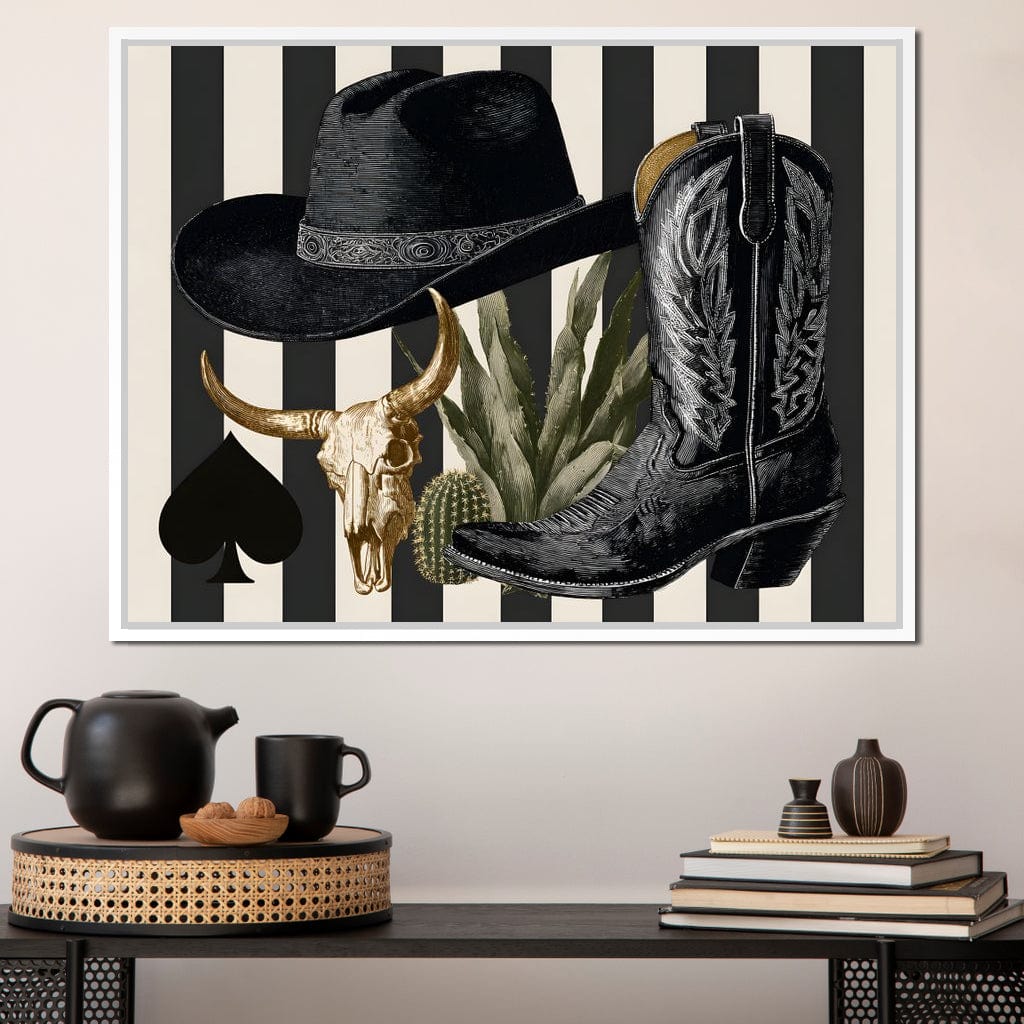Cowboy Boot Hat Skull Cactus Canvas Wall Art