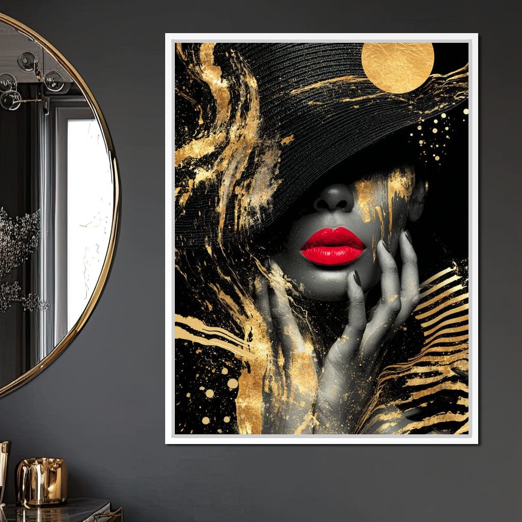 Modern Noir Gold Elegance Portrait Canvas Wall Art