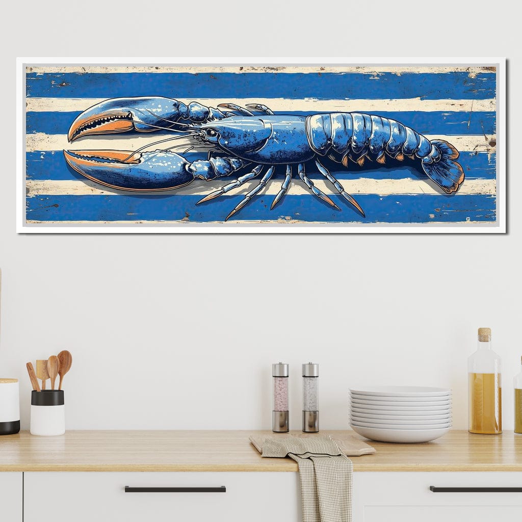 Nautical Blue Lobster Charm Canvas Wall Art