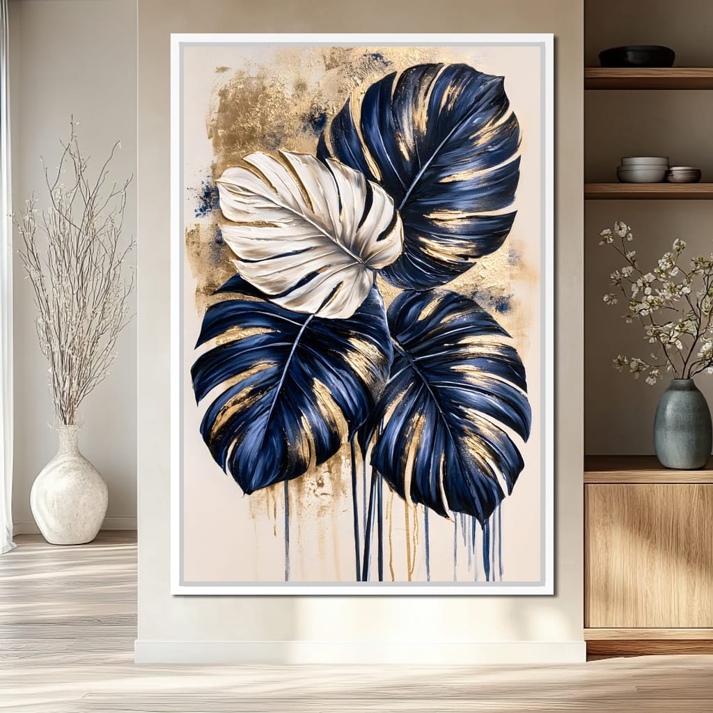 Gilded Foliage Under Midnight Skies Canvas Wall Art