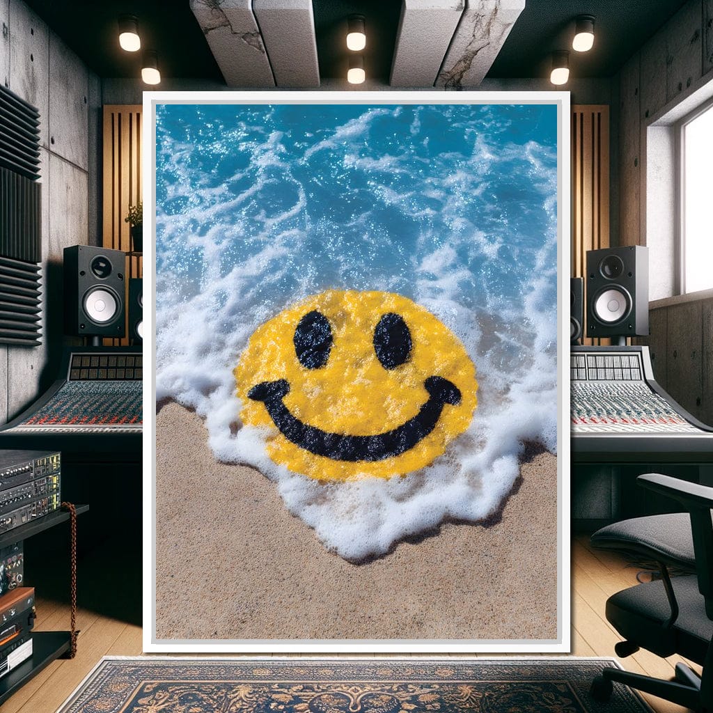 Radiant Beach Wave Smile Burst Canvas Wall Art