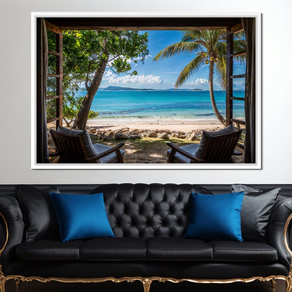 Tropical Serenity Window Canvas Wall Art