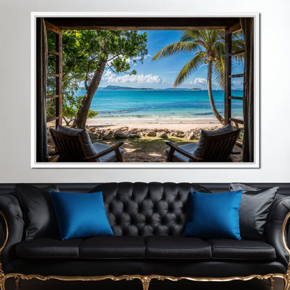 Tropical Serenity Window Canvas Wall Art