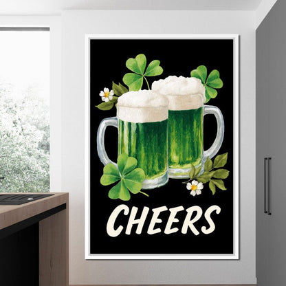 Lucky Clover Beer Cheers Canvas Wall Art