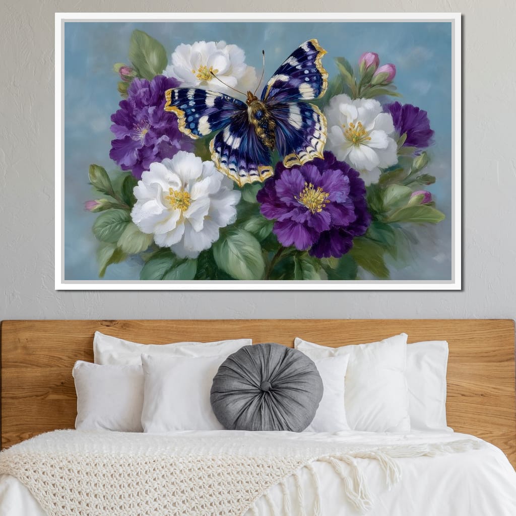 Sapphire Butterfly Bouquet Canvas Wall Art