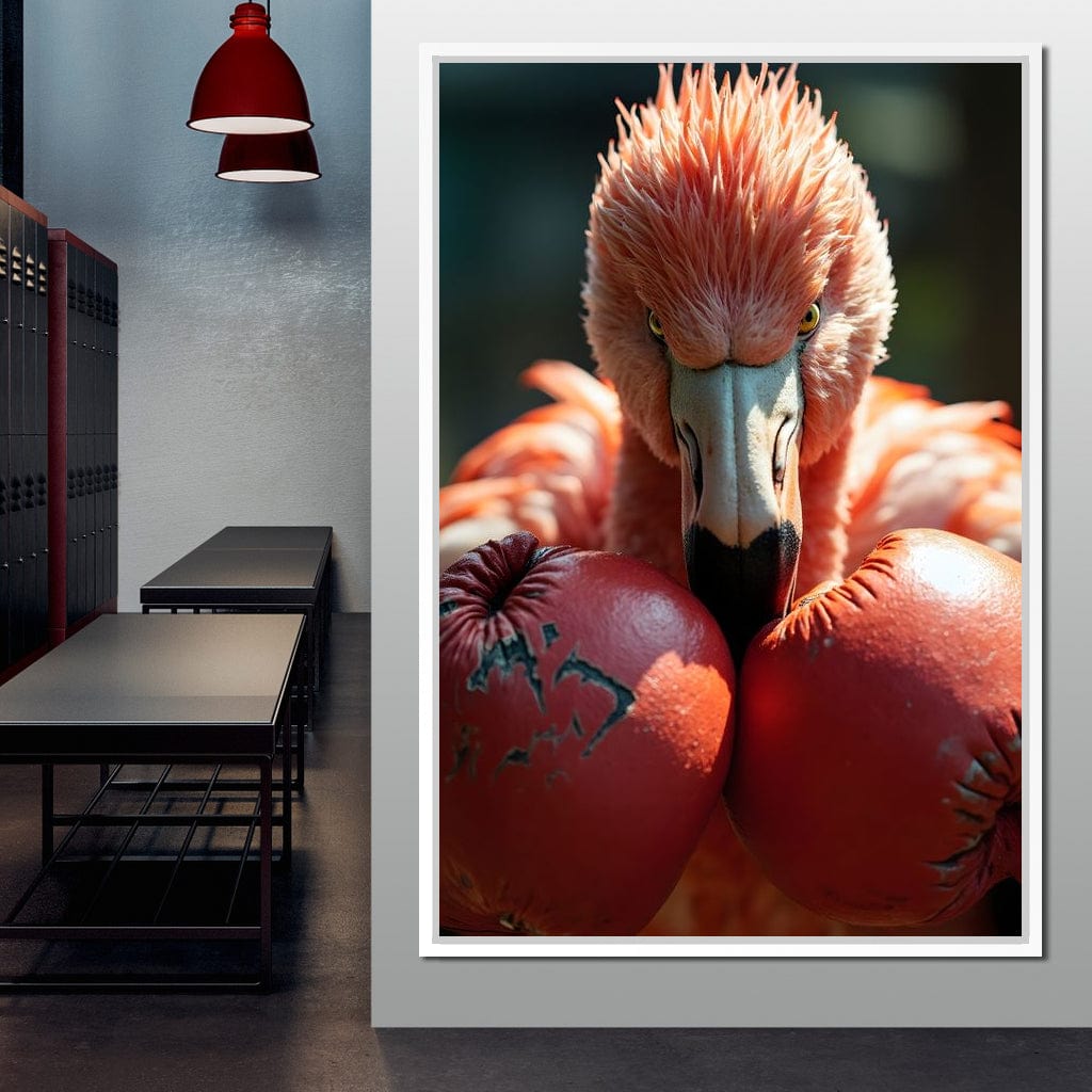 Flamingo Pugilist Canvas Wall Art