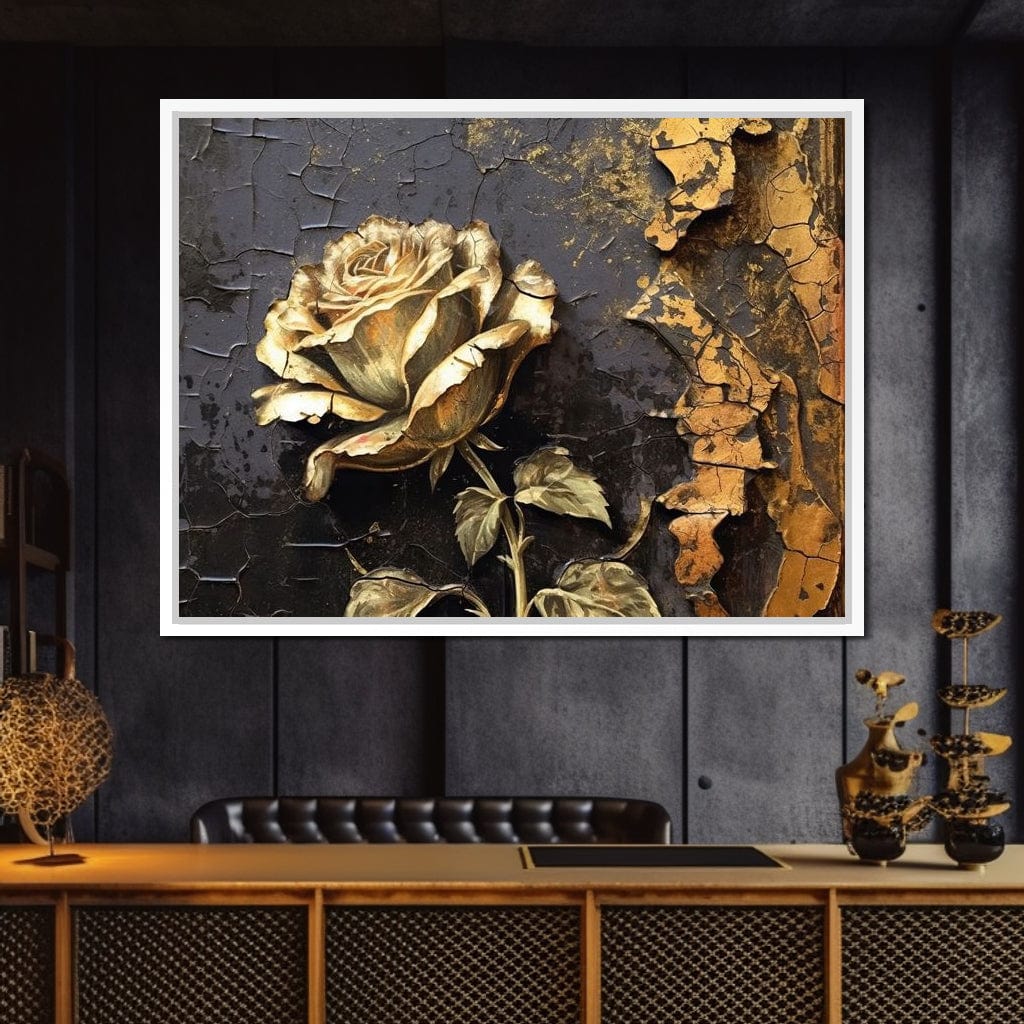 Golden Rose Canvas Wall Art