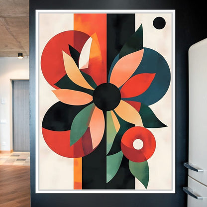 Abstract Floral Geometric Burst Canvas Wall Art