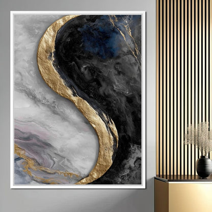 Gilded Moonstone Abstract Flow Canvas Wall Art
