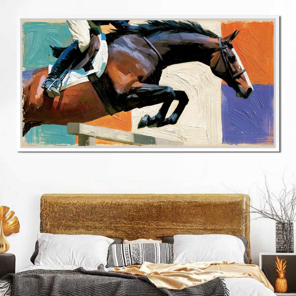 Leaping Over The Painted Square Canvas Wall Art