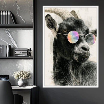 Stray Goat With A Painted Perspective Canvas Wall Art
