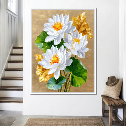 Golden Lotus Dreams Unfold Canvas Wall Art