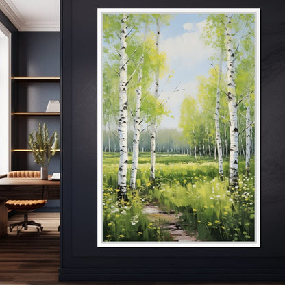 Birch Forest Springtime Canvas Wall Art