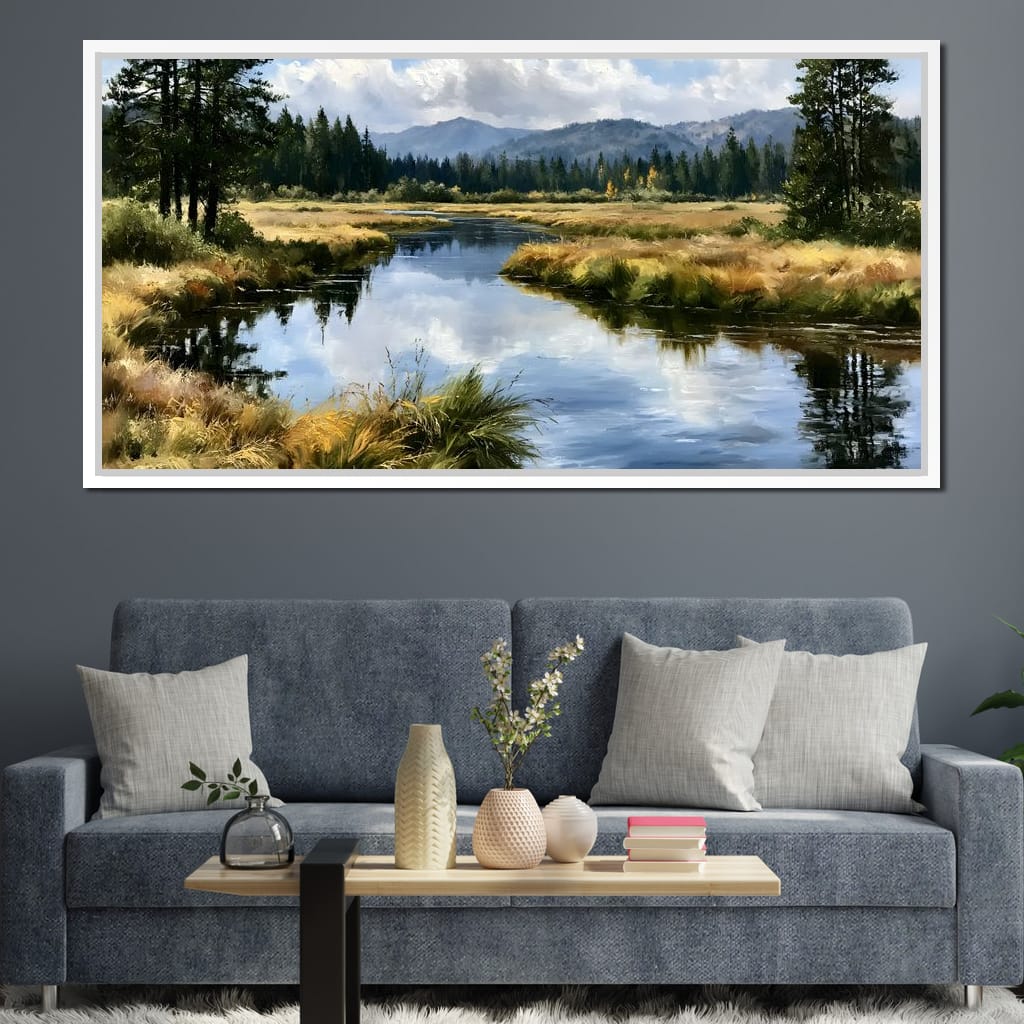 Silent Waters Reflecting Mountain Clouds Canvas Wall Art