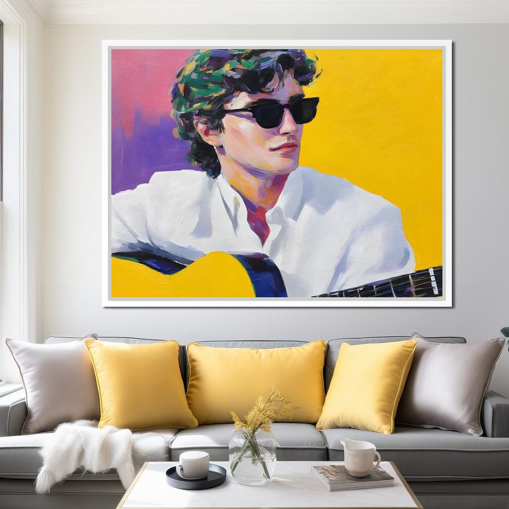 Vibrant Guitarist Sunlit Groove Canvas Wall Art