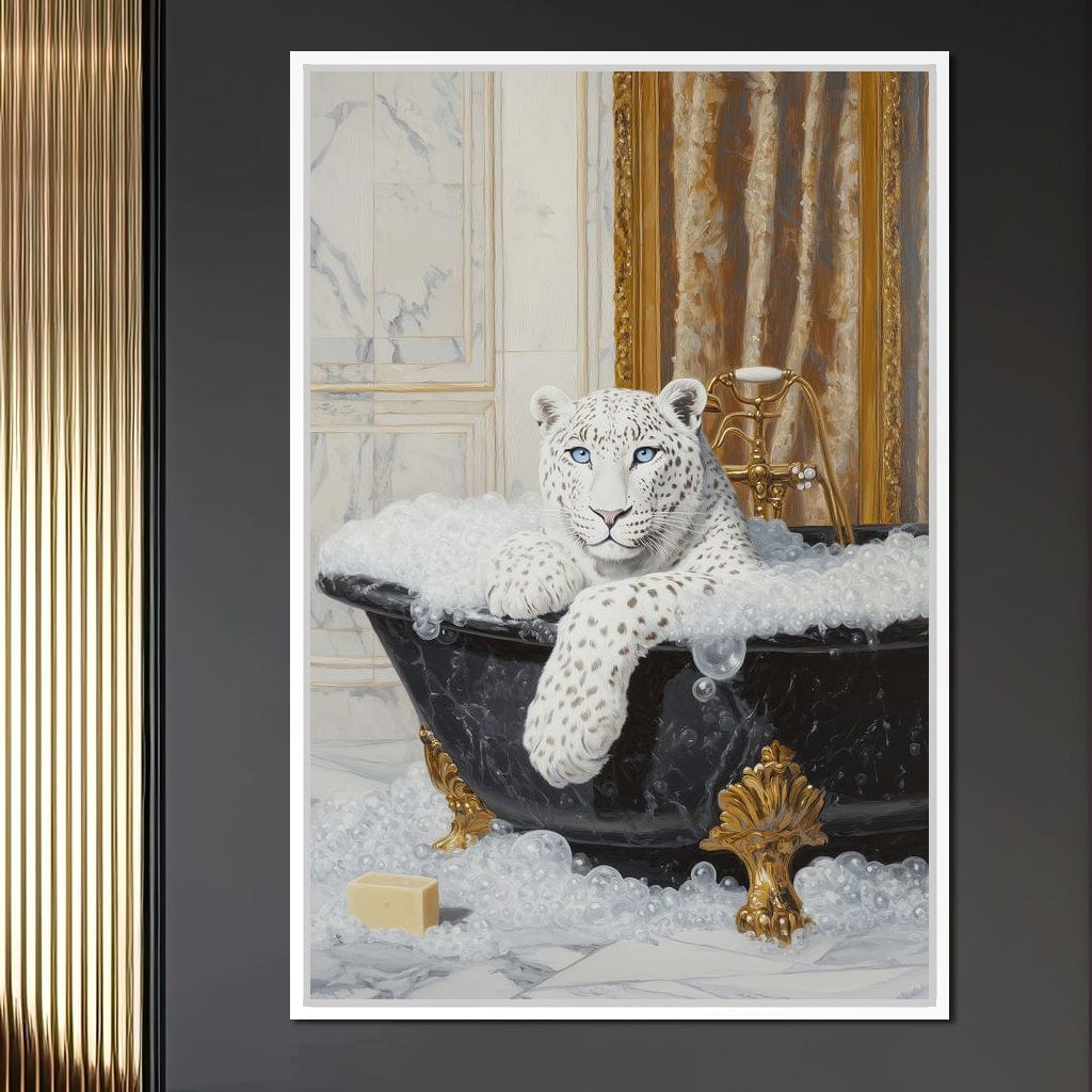 Majestic Snow Leopard Soak in Canvas Wall Art