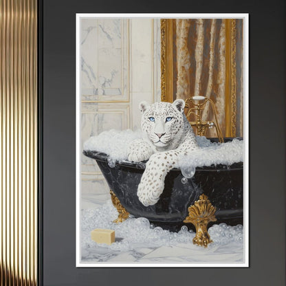 Majestic Snow Leopard Soak in Canvas Wall Art