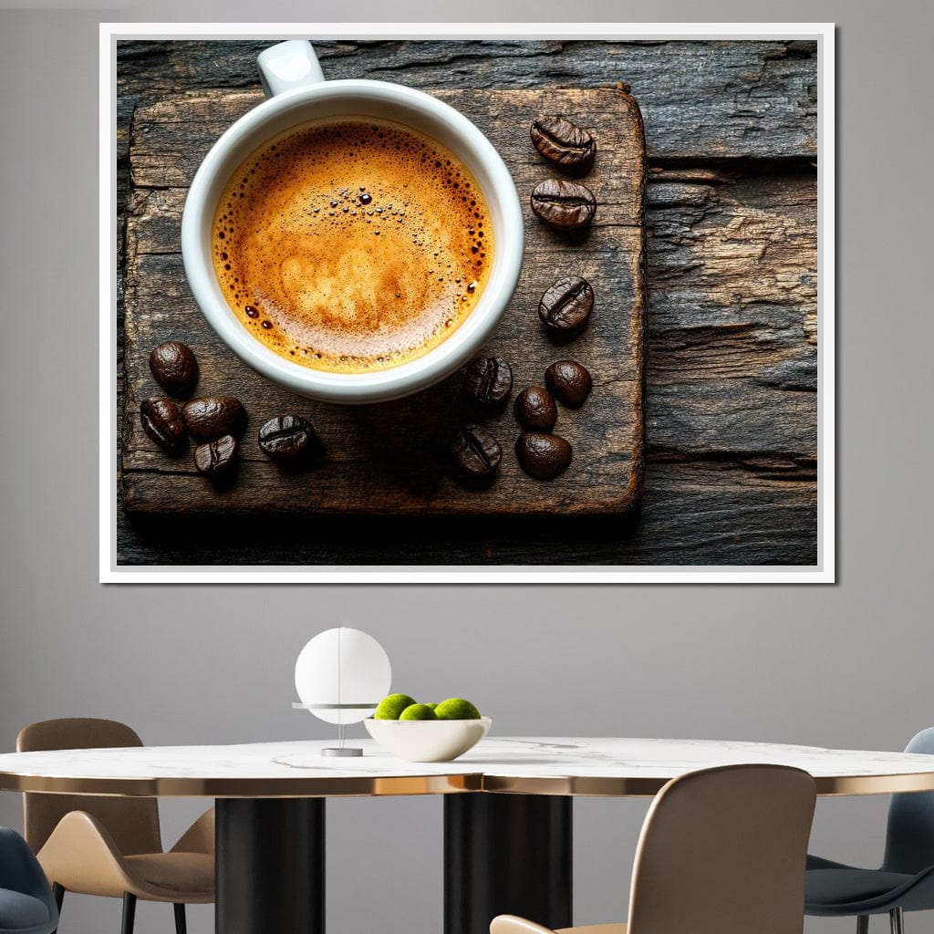 Espresso Essence on Rustic Wood Canvas Wall Art