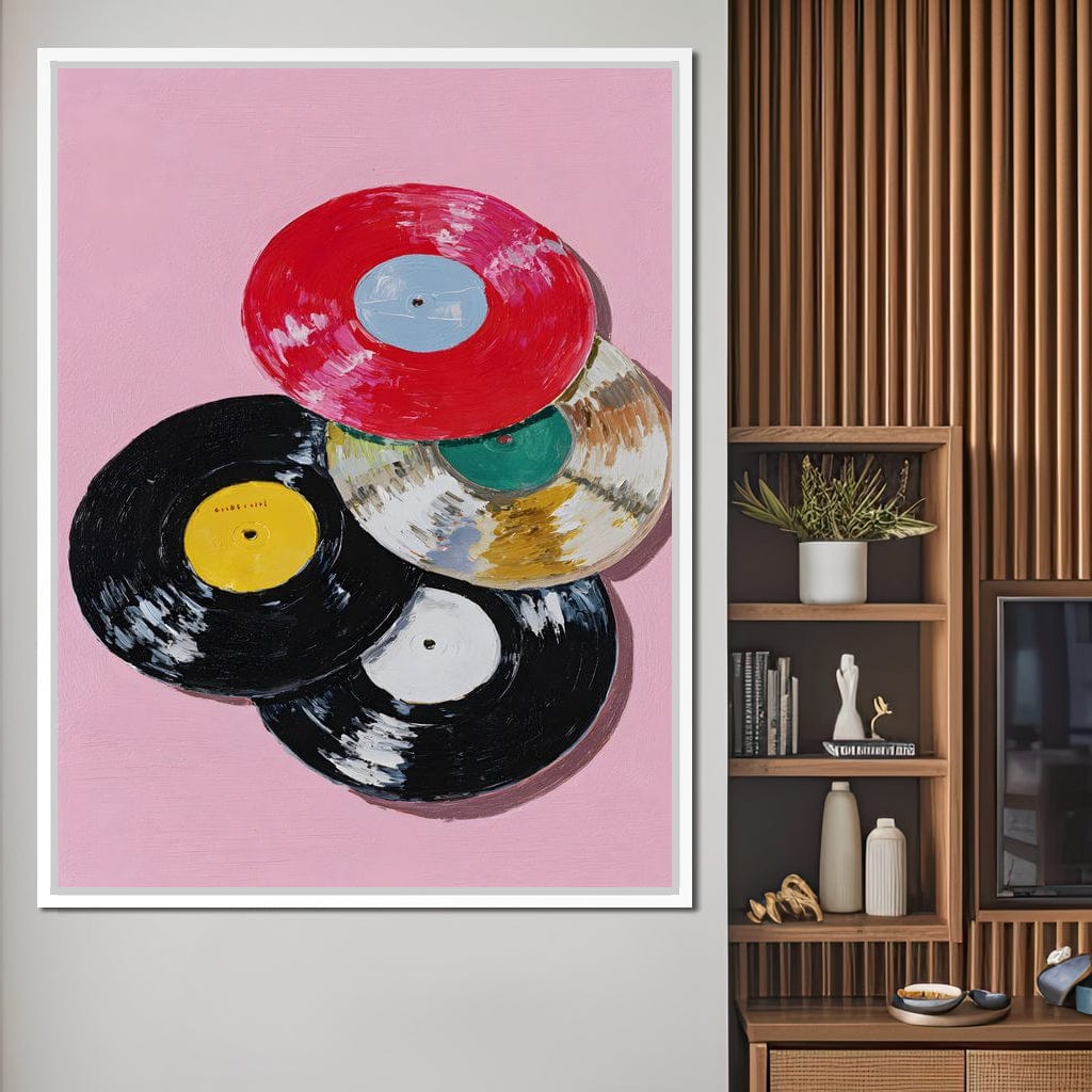 Retro Vinyl Record Pop Splash Canvas Wall Art
