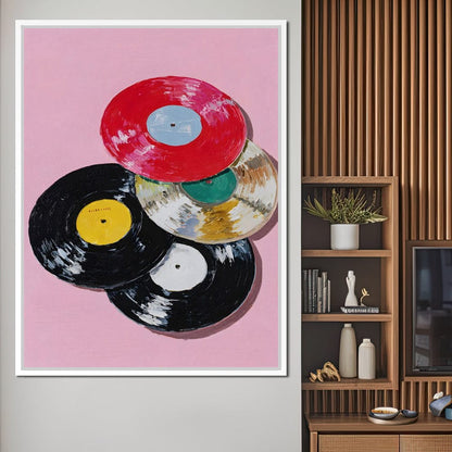 Retro Vinyl Record Pop Splash Canvas Wall Art