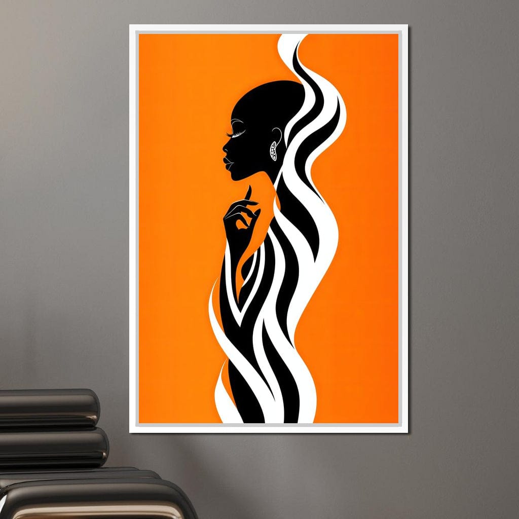 Ebony Flow on Tangerine Dreams Canvas Wall Art