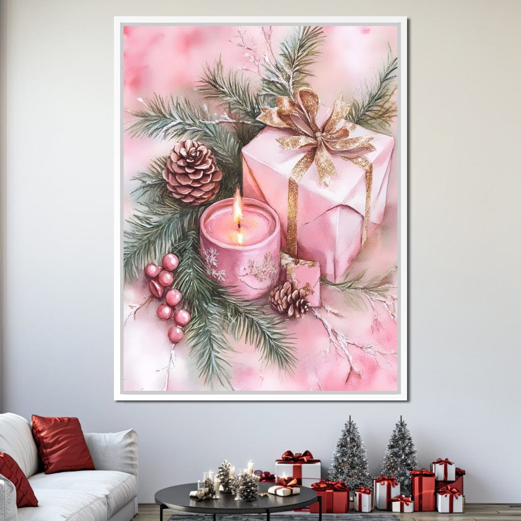 Festive Pine Gift Candle Radiance Canvas Wall Art