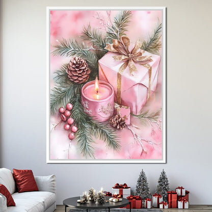 Festive Pine Gift Candle Radiance Canvas Wall Art