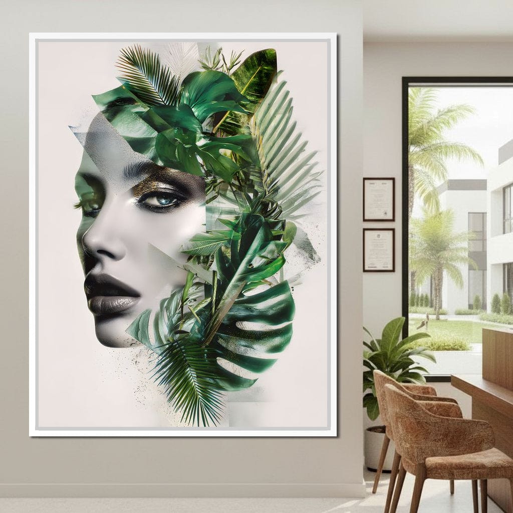 Botanical Muse Fusion Portrait Canvas Wall Art