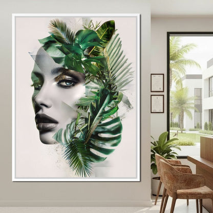 Botanical Muse Fusion Portrait Canvas Wall Art