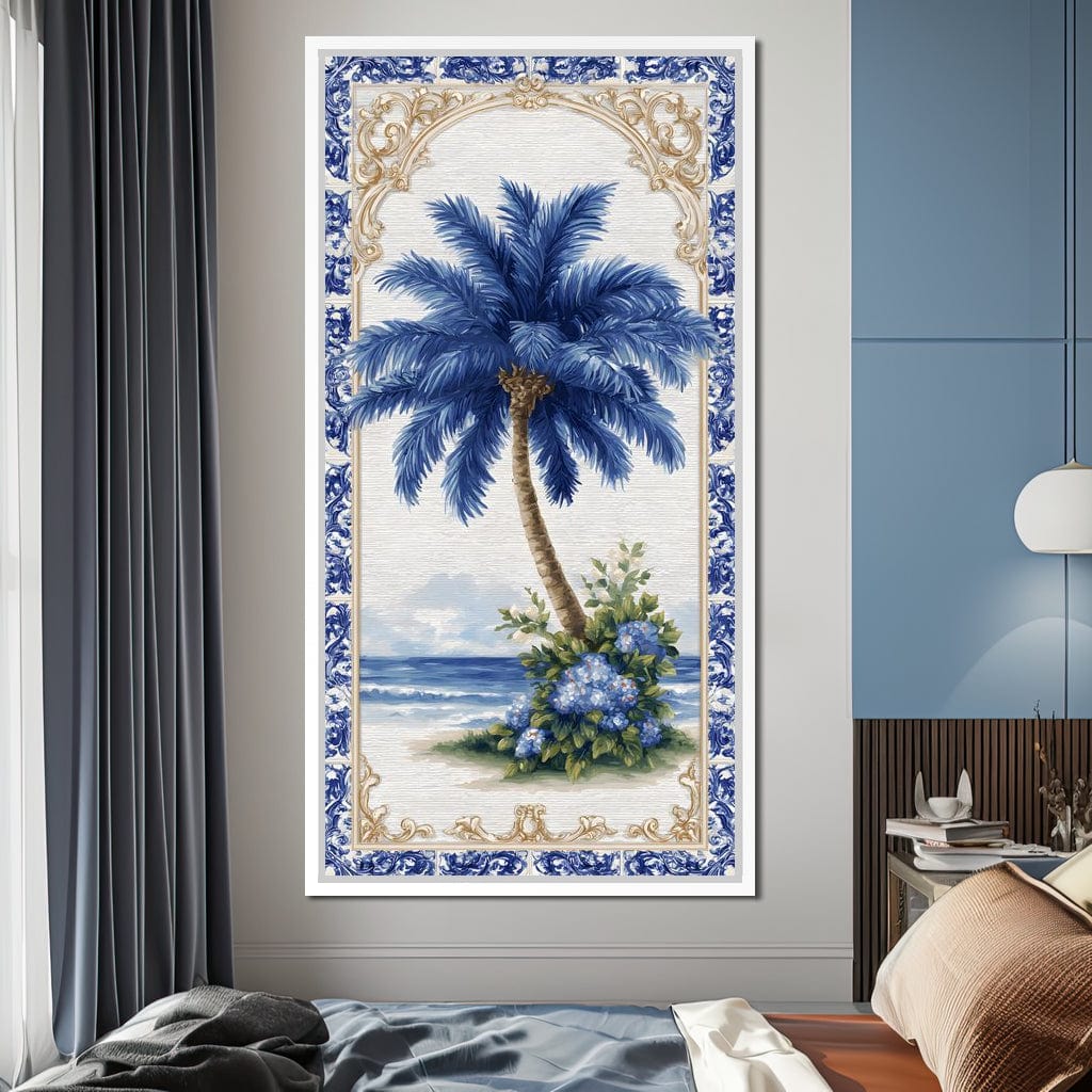 Coastal Blue Palm Reverie Canvas Wall Art