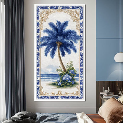 Coastal Blue Palm Reverie Canvas Wall Art