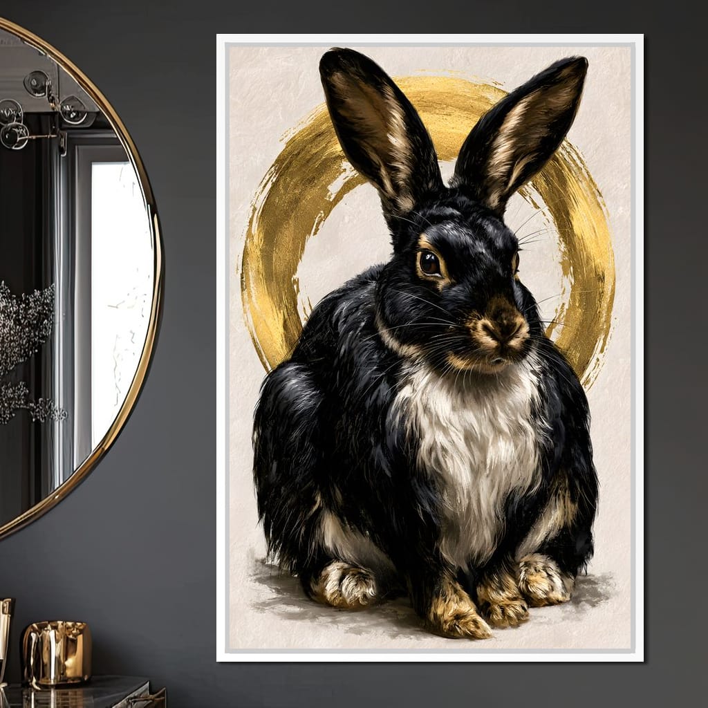 Gilded Hare of the Silent Circle Canvas Wall Art