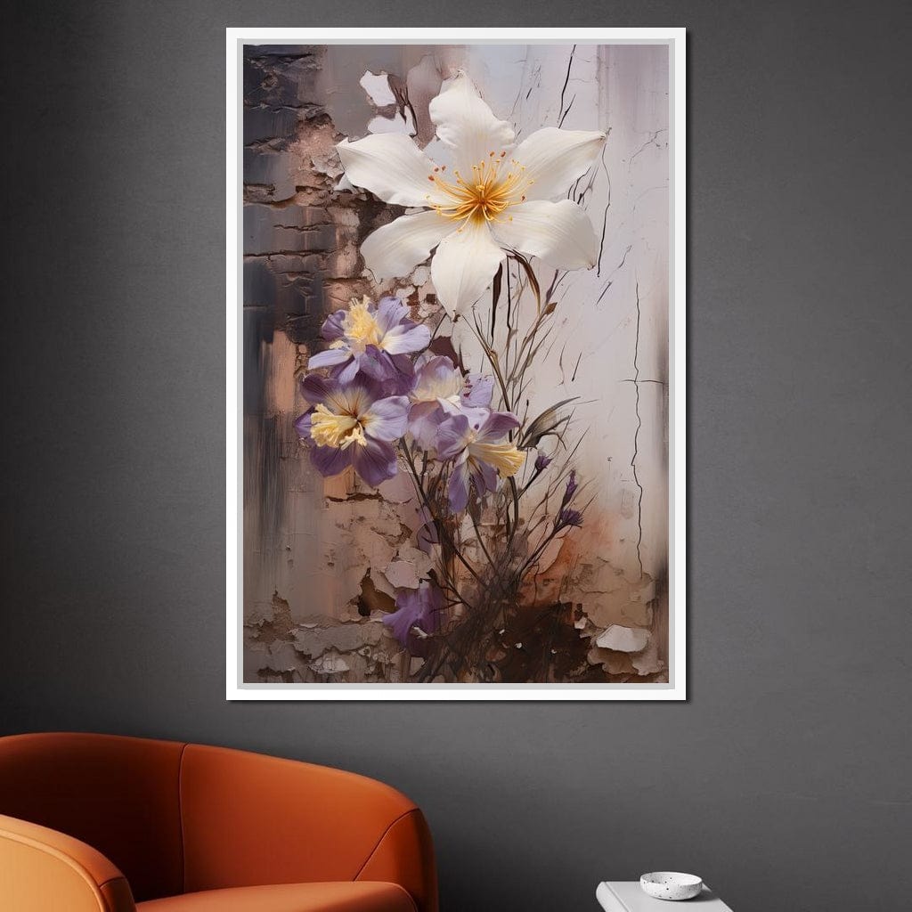 Fleeting Bloom in Grisaille Canvas Wall Art
