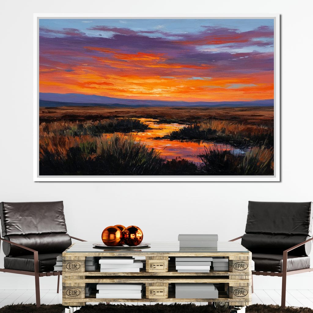 Sunset River Over Marshland Canvas Wall Art