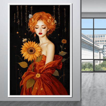 Lady Sunflower Canvas Wall Art