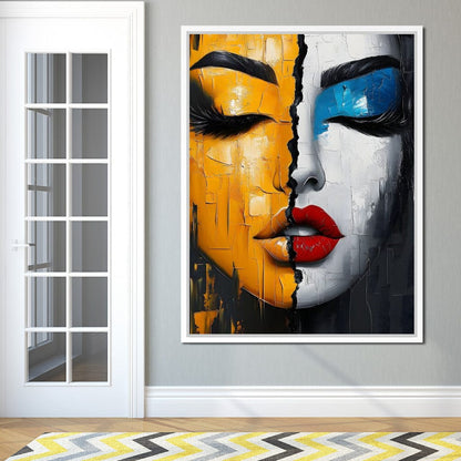 Dual Tones Modern Portrait Face Canvas Wall Art